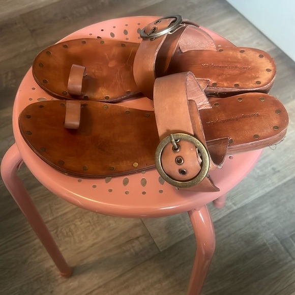 Tan Sandals with Adjustable Straps and Contoured Footbed - Picture 2 of 2